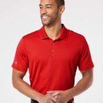 Custom Printed Adidas Collegiate Red Polo Shirts. Branded Apparel. SwagSway Promotions