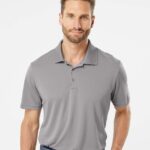 Custom Printed Adidas Grey Polo Shirts. Branded Apparel. SwagSway Promotions