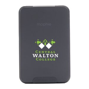 Custom Printed Mophie Wireless Power Bank with logo in Black Color. SwagSway Promotions Tech Swag